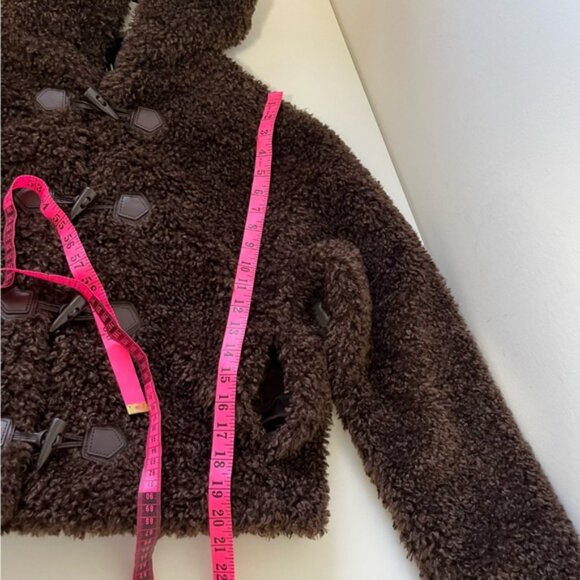 ZARA BRAND NEW FAUX FUR SHEARLING TOGGLE TEDDY JACKET Size S - Picture 12 of 13